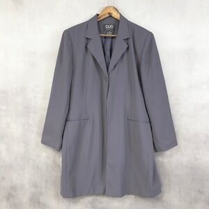 Clio Women Blazer 16 Longline Purple Oversized Career‎ Workwear 90s Minimalist